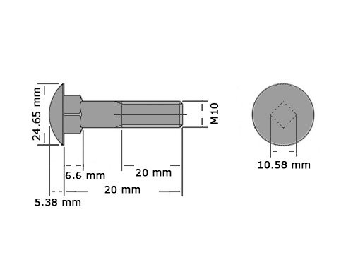 Slotbout DIN 603 M10x20 Verzinkt 8.8