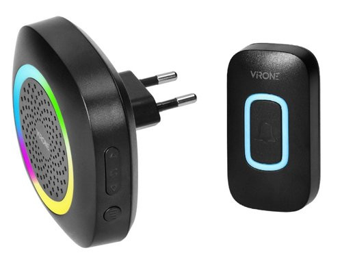 Foto van Draadloze deurbel set 300m zwart plug-in +RGB Draadloze deurbel set 300m zwart plug-in +RGB