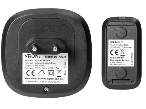 Foto van Draadloze deurbel set 300m zwart plug-in +RGB Draadloze deurbel set 300m zwart plug-in +RGB