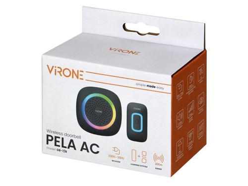 Foto van Draadloze deurbel set 300m zwart plug-in +RGB Draadloze deurbel set 300m zwart plug-in +RGB