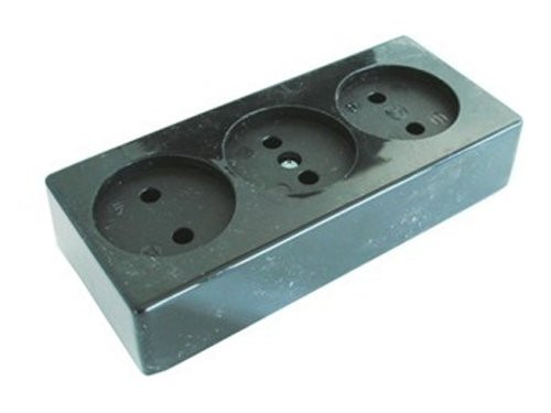 Tafelcontactdoos 3V langwerpig zwart