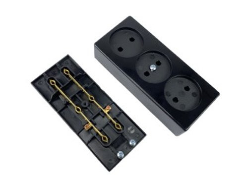 Tafelcontactdoos 3V langwerpig zwart