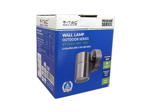 Foto van Wandlamp RVS 1xGU10 8,5cm hoog IP44 Wandlamp RVS 1xGU10 8,5cm hoog IP44