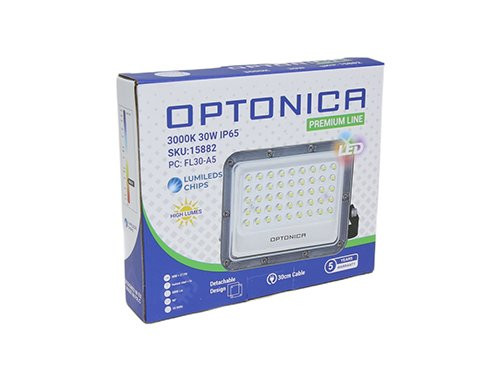 LED Bouwlamp 30W 3000K zwart - premium