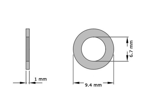 Ring Aluminium DIN 7603 6.5x9.5x1mm