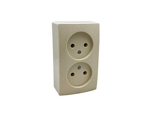 Foto van PEHA CREME opbouw stopcontact dubbel wcd PEHA CREME opbouw stopcontact dubbel wcd