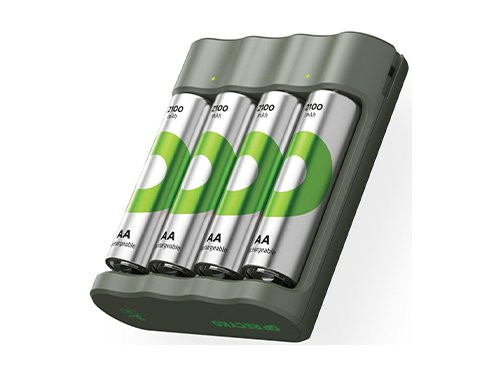 GP Batterijlader USB 3H met 4x2100mA AA batterij - PROMO