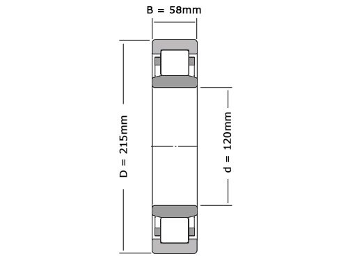Foto van NKE Cilinderlager Eenrijig NU2224 E MPA C3 (120x215x58mm) NKE Cilinderlager Eenrijig NU2224 E MPA C3 (120x215x58mm)