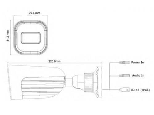 Foto van IP Camera bullet 4Mpix 12V LED 2.8-12mm M-zoom VF IP Camera bullet 4Mpix 12V LED 2.8-12mm M-zoom VF