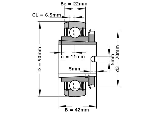 Foto van INA Insert Lager GSH50 XL 2RSR B (50x90x40mm) INA Insert Lager GSH50 XL 2RSR B (50x90x40mm)