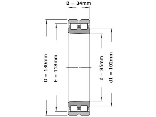 Foto van SKF Cilinderlager Tweerijig NN3017 TN9 SP (85x130x34mm) SKF Cilinderlager Tweerijig NN3017 TN9 SP (85x130x34mm)