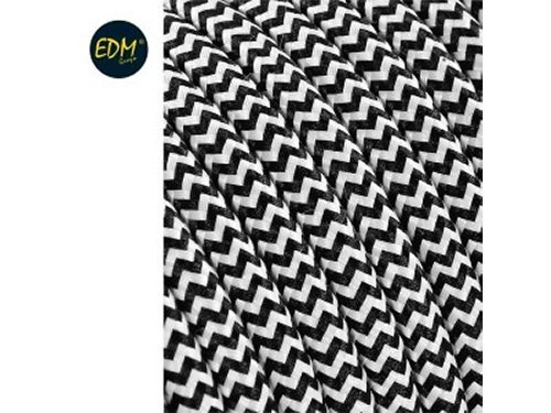 Omsponnen snoer 2x0,75qmm zwart/wit 25m