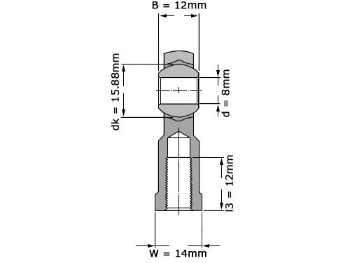 Foto van SKF Stangkop SIKB8 F (8x25x12mm) SKF Stangkop SIKB8 F (8x25x12mm)