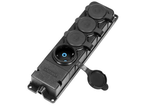 SWD Tafelcontactdoos PROF zwart IP44 4V met kleppen