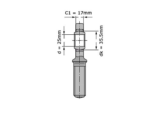 Foto van IBB Stangkop GAL 25 UK (25x64x20mm) IBB Stangkop GAL 25 UK (25x64x20mm)