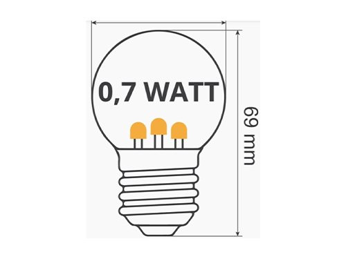 LED kogellamp E27 helder extra warm wit 0,7W