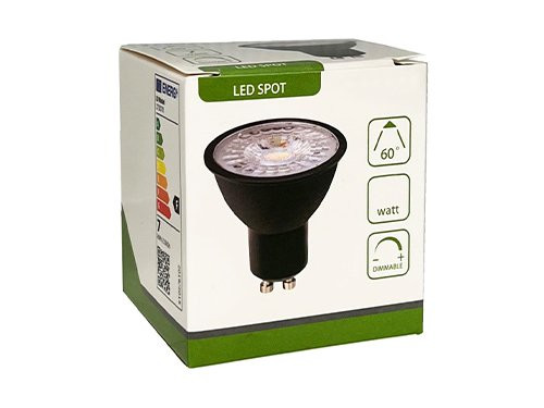 LED spot GU10 230V 7-75W 60gr zwart 4000K dimbaar