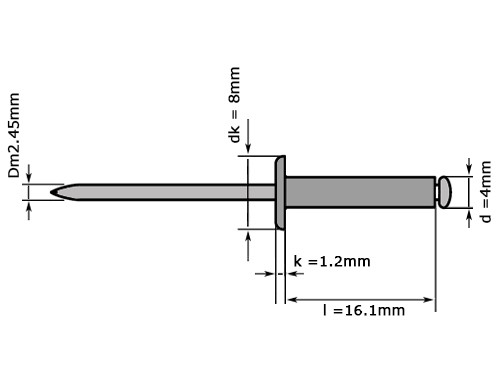 Blindklinknagel DIN 7337 Platbolkop 4x16.1mm Aluminium/Aluminium