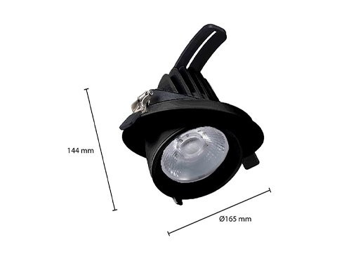 Foto van LED downlighter zwart 30W banaan model 60gr. Tri-White LED downlighter zwart 30W banaan model 60gr. Tri-White