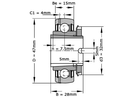 Foto van INA Insert Lager GSH20 XL 2RSR B (20x47x28mm) INA Insert Lager GSH20 XL 2RSR B (20x47x28mm)