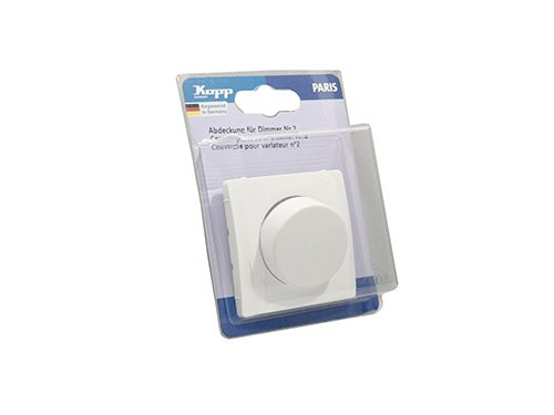 Verpakt Kopp Paris arctic wit afdekplaat + knop dimmer