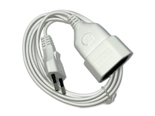 Euroverlengsnoer 2x0,75qmm wit 5m