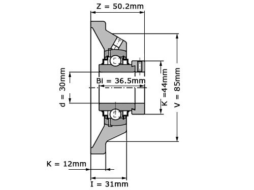 INA Lagerblok Vierkant RCJ30 XL N FA125 (30mm)