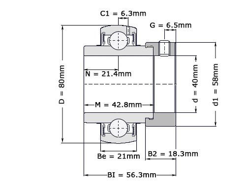 NTN Insert Lager M UEL208 D1 (40mm)