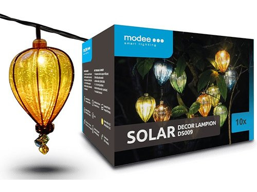 LED Solar feestverlichting set 10x lampion gekleurd 4,9m