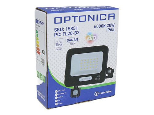 Foto van LED Bouwlamp 20W 6000K zwart + sensor LED Bouwlamp 20W 6000K zwart + sensor