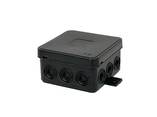 Kabeldoos IP54 zwart vierkant 85x85x41mm