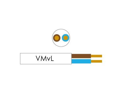 Kabel H03VV-F VMVS rond 2x0,75qmm wit 100 Meter