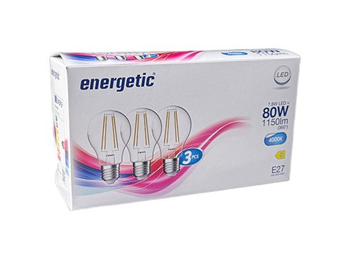 Foto van Energetic LED GLS E27 7,8-75W 4000K helder doos a3 GLAS Energetic LED GLS E27 7,8-75W 4000K helder doos a3 GLAS