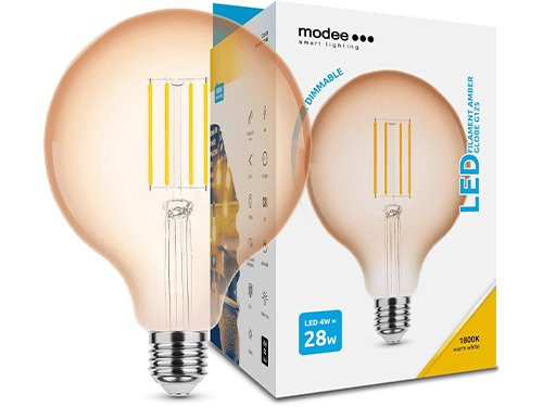 Modee LED Globe G125 E27 4-28W 1800K filament amber dimbaar