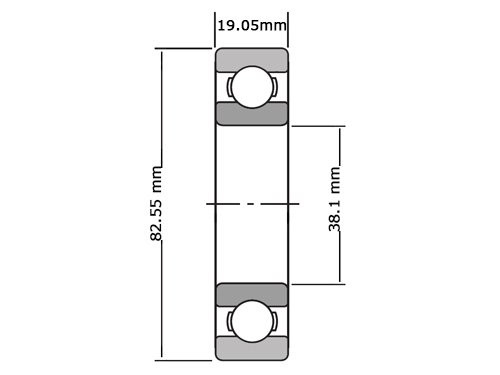 IBB Kogellager Eenrijig RLS12 2RS (38.1x82.55x19.05mm)