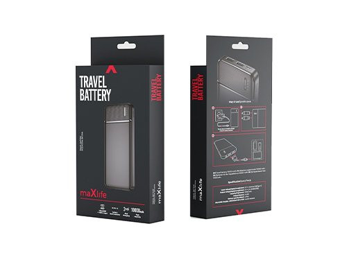Foto van Powerbank 10.000mA zwart USB + USB-C Powerbank 10.000mA zwart USB + USB-C