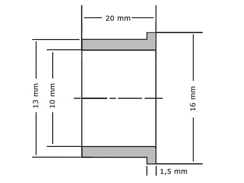 Flensglijlager Sinterbrons BP25 10x13x20/16x1.5mm