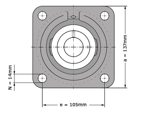 Foto van INA Lagerblok Vierkant RCJ45 (45mm) INA Lagerblok Vierkant RCJ45 (45mm)