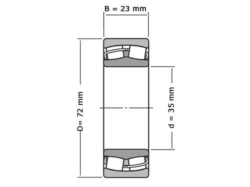 JTEKT - Koyo Tonlager Zelfinstellend 22207 Cilindrisch RZ W33 (35x72x23mm)