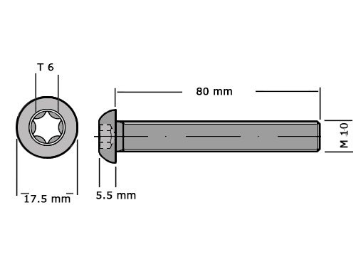 Laagbolkopbout met binnenzeskant ISO 7380-1 M10x80 10.9 Galvanisch Verzinkt