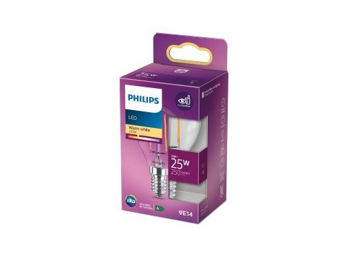 Philips LED kogel E14 2-25W 2700K filament helder blister