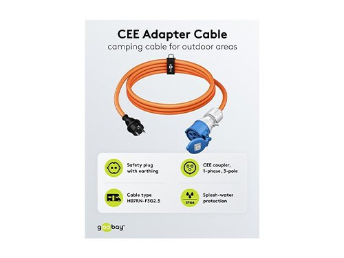 CEE verloopsnoer 1,5m stekker naar CEE contra