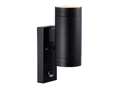 Foto van Wandlamp Tin Maxi Double 2x GU10 zwart IP54 + sensor Wandlamp Tin Maxi Double 2x GU10 zwart IP54 + sensor