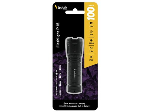 Foto van Technik LED zaklamp P15 oplaadbaar basis 100 lumen Technik LED zaklamp P15 oplaadbaar basis 100 lumen