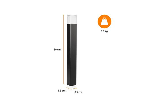 Paallamp zwart 80cm vierkant 12W LED IP44 3000K