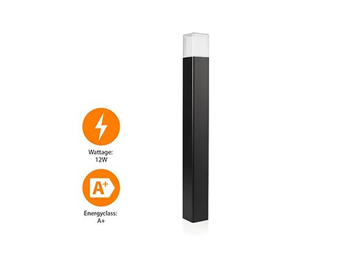 Paallamp zwart 80cm vierkant 12W LED IP44 3000K