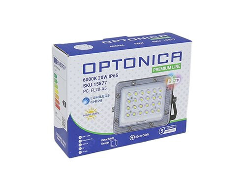 Foto van LED Bouwlamp 20W 6000K zwart - premium LED Bouwlamp 20W 6000K zwart - premium