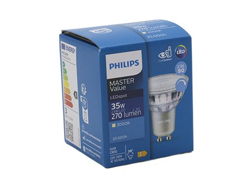 Foto van Philips LED spot GU10 2,8-35W 3000K dimbaar Philips LED spot GU10 2,8-35W 3000K dimbaar