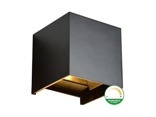 Foto van LED Wandlamp 2x3W up&down vierkant zwart DTW IP65 LED Wandlamp 2x3W up&down vierkant zwart DTW IP65