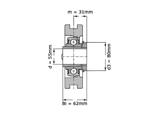 Foto van SNR Lagerblok Span UKT212 H (55mm) SNR Lagerblok Span UKT212 H (55mm)